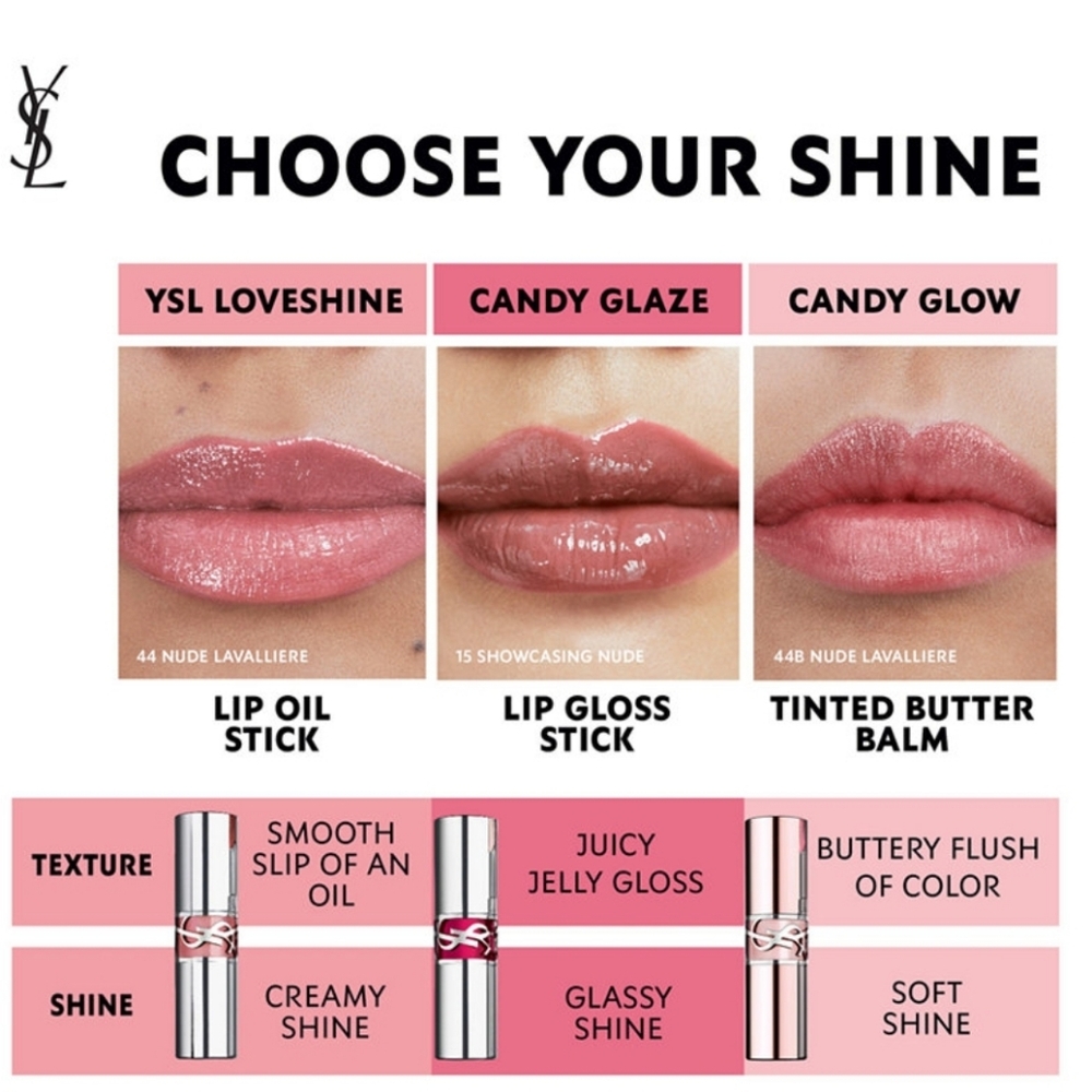 YSL Candy Glow Sheer Shine Color & Care Lip Balm: Pink Sunrise (1B), .04oz, NIB - Picture 7 of 8